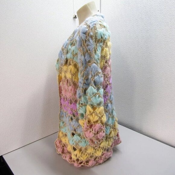 NEW  MARIDRUNA Emily Ombre Short Handknit Cardigan Size OS Pastel Multicolor - Picture 5 of 14